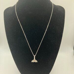 Sterling Silver Whale's Tail Pendant Necklace Carved 925 Brand NEW 18 inches
